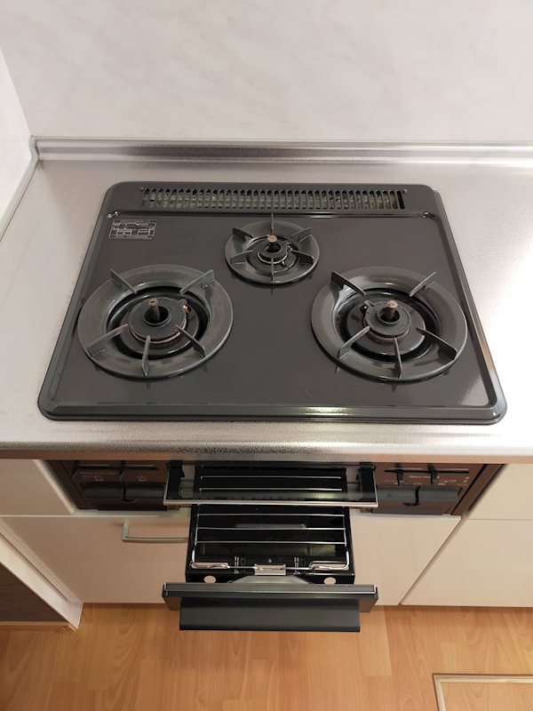 3口ガスコンロ（グリル付き）