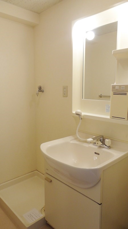 室内洗濯機置場にシャワー付き洗面台！