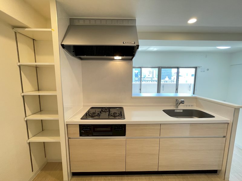 ガス３口システムキッチン（グリル付き）